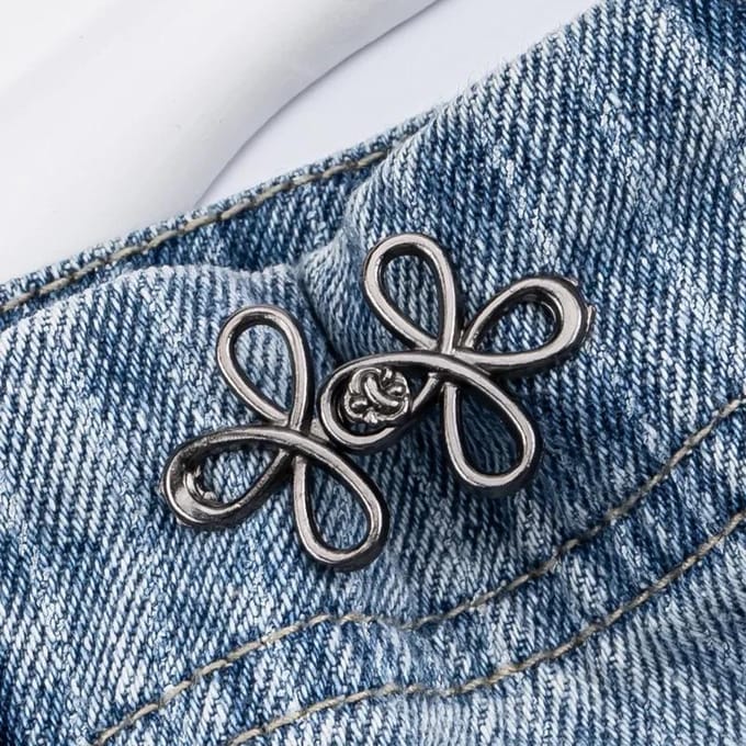 Klaver Taille Knoop Sluiting Verstelbare Metalen Jeans Knopen - Aanspanners voor Losse Denim, Direct Zonder Naaien voor Denim Broeken grijs