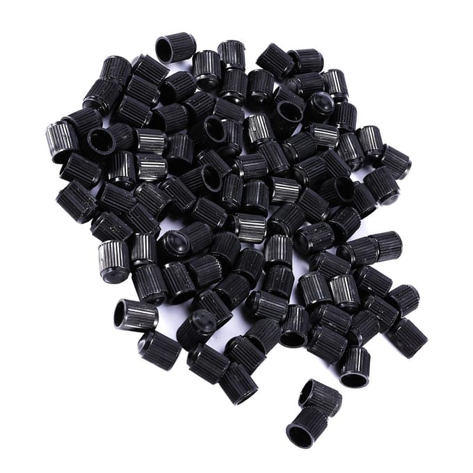 Lot de 100 bouchons de valve de pneu en plastique noir pour voiture, vélo, moto, camion black