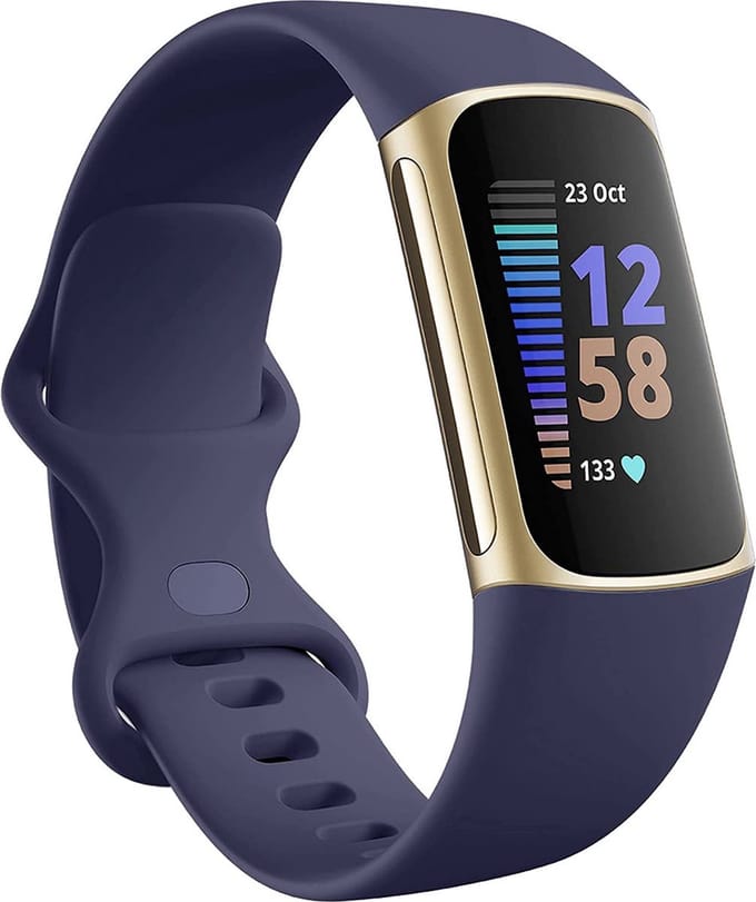 New Age Devi - Siliconen bandje geschikt voor Fitbit Charge 56 - Maat ML - Donkerblauw