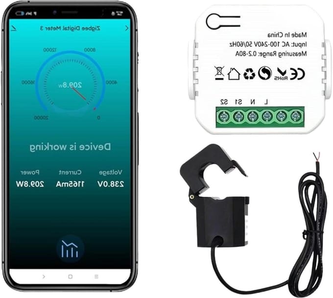 Zigbee Energiemonitor - Stroommeter Slim - Energieverbruik Monitoren - Real-time Meting Zonne-Net - 10 x 10 x 3 cm - Wit
