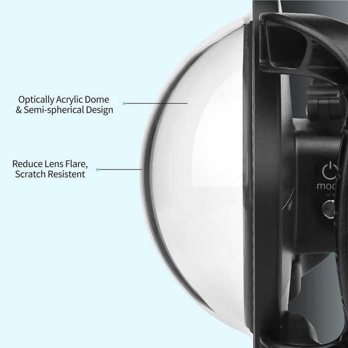 XTGP559 Camera Dual Handle Dome Port Waterdichte behuizing Camera beschermhoes 45m waterdicht zwart