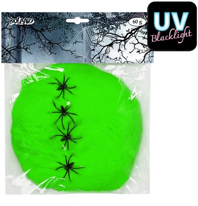 Boland - Spinrag met spinnen 60 g groen - Horror - Horror