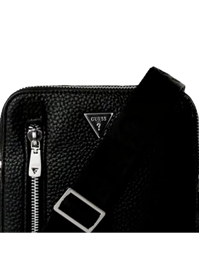 GUESS schoudertas Torino Double Zip XBody With Vertikal Zip Black zwart