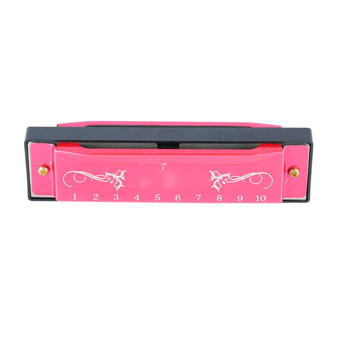 Harmonica 10 Trous 20 Notes Ton de Do Professionnel Standard Harmonica à Bouche avec Étui pour Enfant Débutant Rose rouge rose