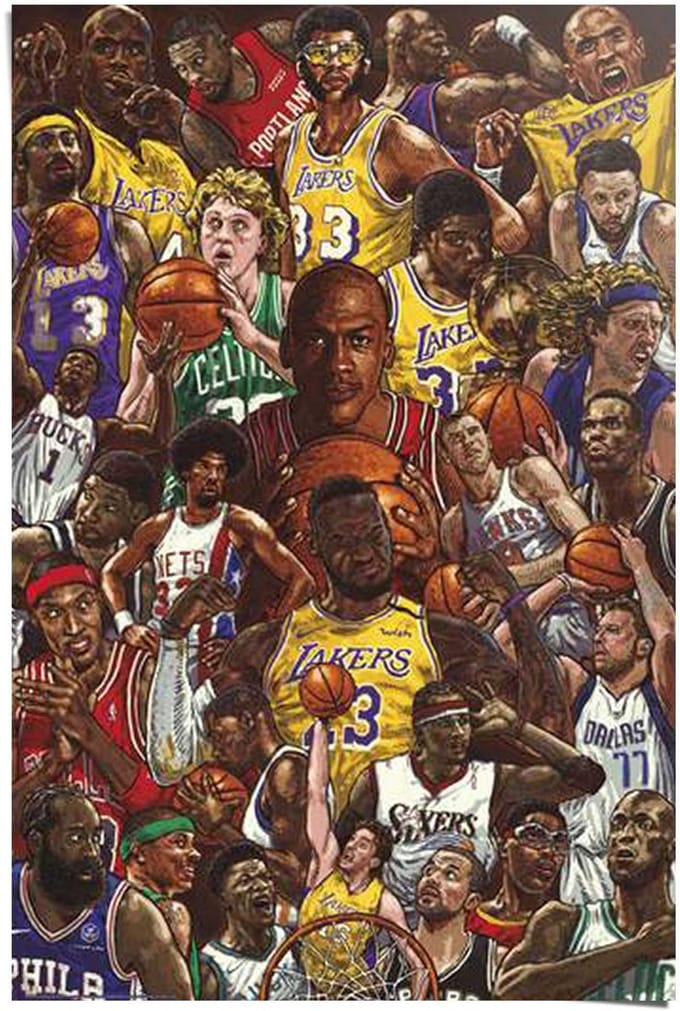 Poster Basketbal legendes - 91,5 x 61 - Papier - REINDERS