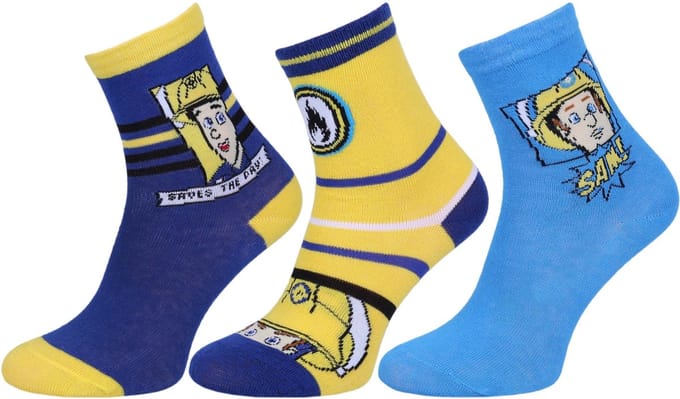 3x blauw-gele jongenssokken Brandweerman Sam - maat 31-34