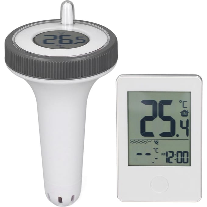 Thermomètre de piscine sans fil avec écran LCD Précision de 0,1 degré Celsius Thermomètre flottant numérique étanche Mesureur de température gray