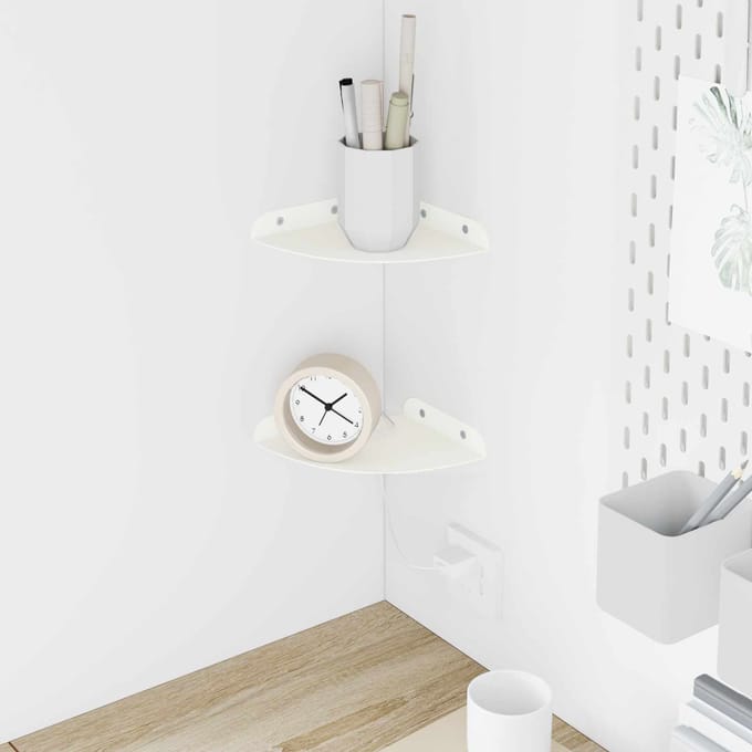 vidaXL - Hoek - Plank - 2 - st - Wit - 15 - x - 15 - x - 2 - cm