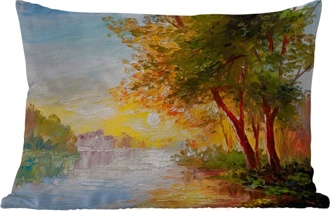 Buitenkussens - Natuur - Schilderij - Boom - Water - 60x40 cm - Weerbestendig