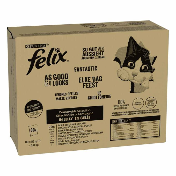 80 x 85 vlees Mix I Rund, Kip, Eend, Lam Felix Kattenvoer