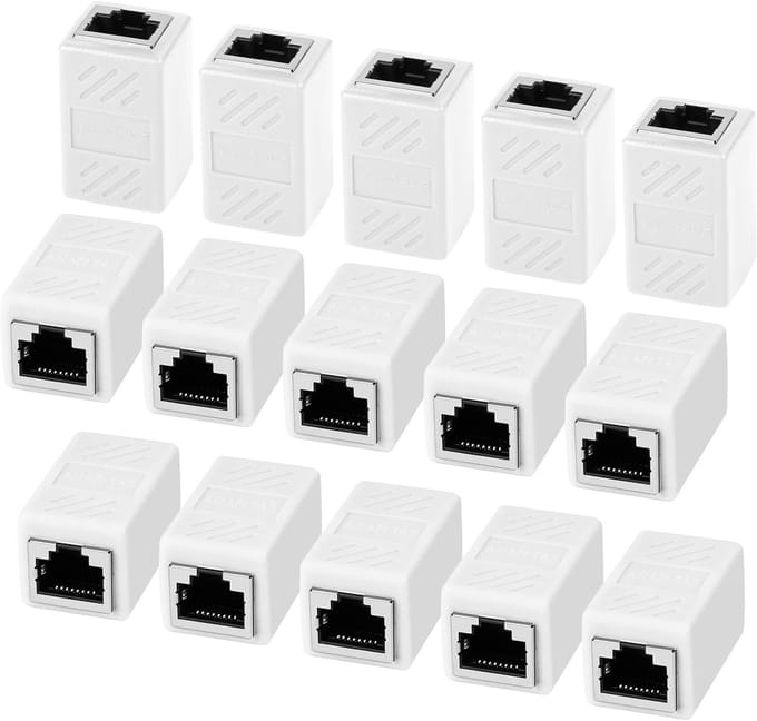 RJ45 Coupler Set van 15 Stuks, Ethernet Jack voor Cat7, Cat6, Cat5 en Cat5e Netwerkverbindingen
