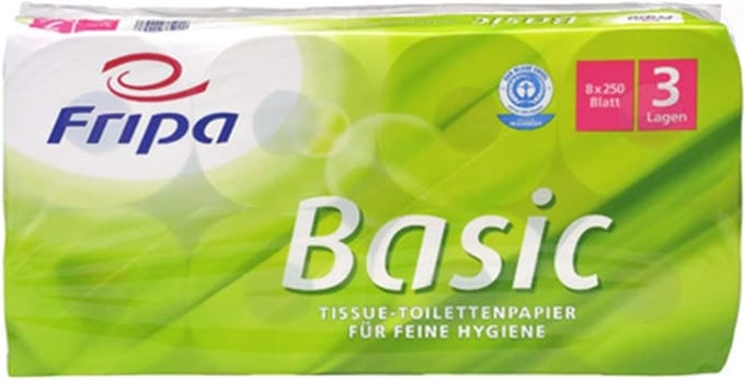 Toiletpapier Basic - Zacht papier - Dagelijks gebruik - 3-laags dikte - 8 rollen - Wit