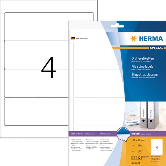 Rugetiket herma 8621 breed 61x192mm zelfklevend wt | 70 stuks
