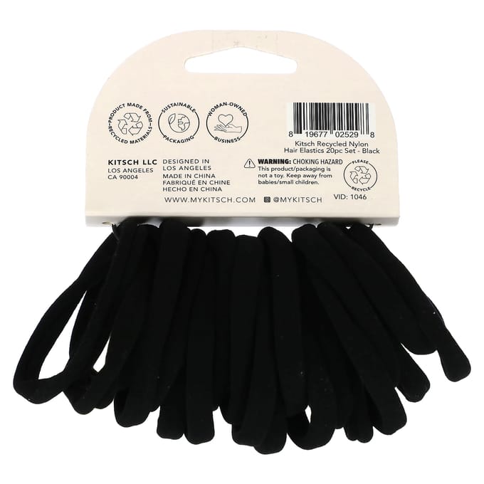 Kitsch, haarelastiekjes set, zwart, set van 20 stuks white