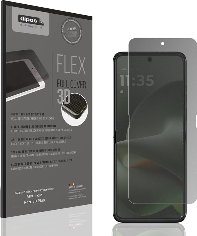dipos FLEX – Matte Privacy Screenprotector geschikt voor Motorola Razr 70 Plus Innenseite | Volledige Schermbescherming | Case-Friendly