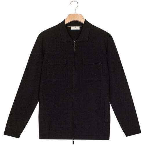 Thomas Maine Vest Full Two-Way Zip Half Milano Knit Double Chest Pocket Navy / male