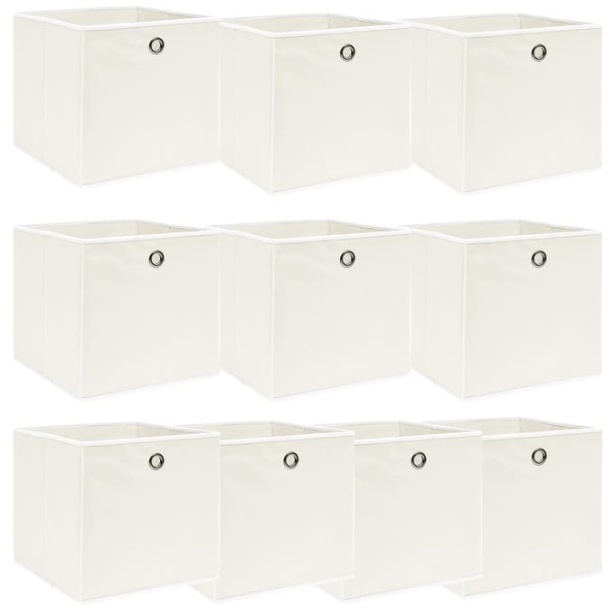vidaXL - Opbergboxen - 10 - st - 32x32x32 - cm - stof - wit