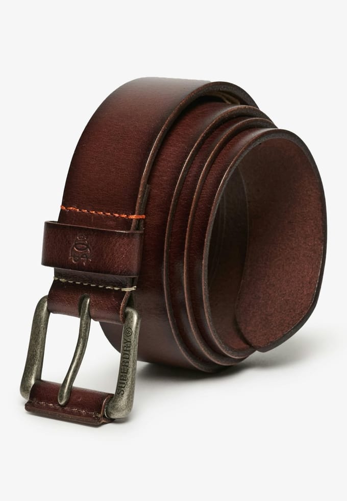 Superdry Classic Leren Riem Bruin S