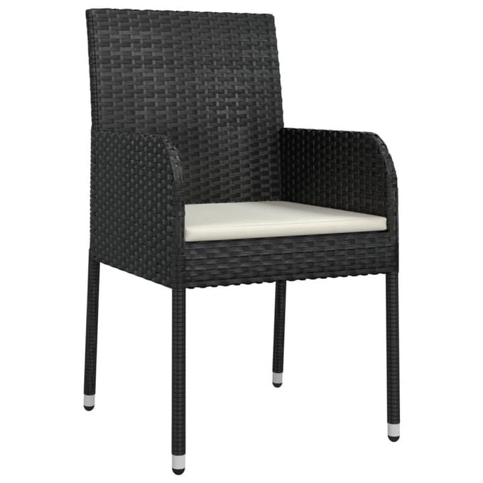 vidaXL - Tuinstoelen - 4 - st - met - kussens - poly - rattan - zwart