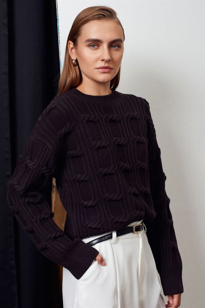 Textured Crew Neck Gebreide Trui