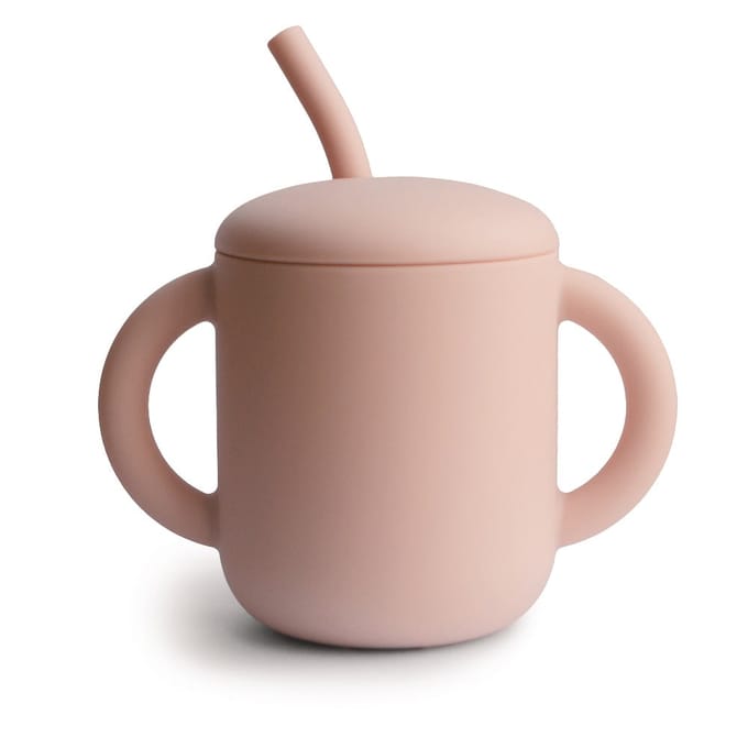 Mushie - Oefenbeker met Deksel en Rietje - Oefenbeker - Blush