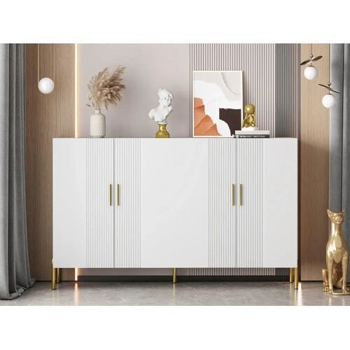 ModernLuxe Dressoir 160x35x100cm - 4 deuren - spaanplaat - Wit