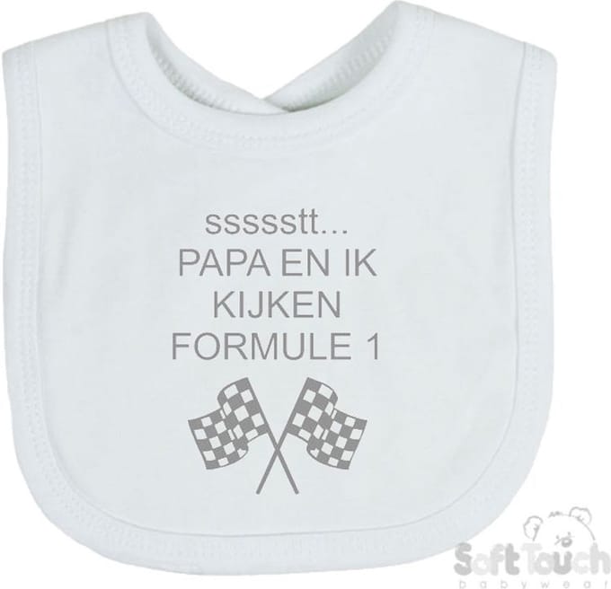 Soft Touch Slabber Formule 1 Jongens 33 Cm Katoen Wit/grijs
