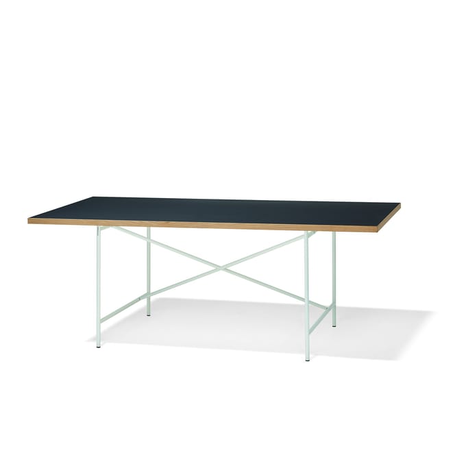 Richard Lampert Tafel Eiermann 1 - Linoleum nero 4023/eiken rand - 110 x 78 cm - wit - middelste stut - 160 x 90 cm