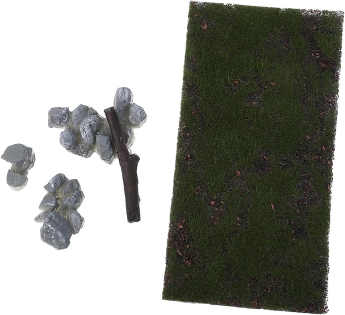Miniatuur Gras Mat - Kunstgras Vellen - Modelbouw Landschap - Realistisch Uiterlijk - 14 x 7 cm - Multicolor