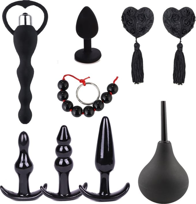Nooitmeersaai - Siliconen buttplug kit - 8 stuks