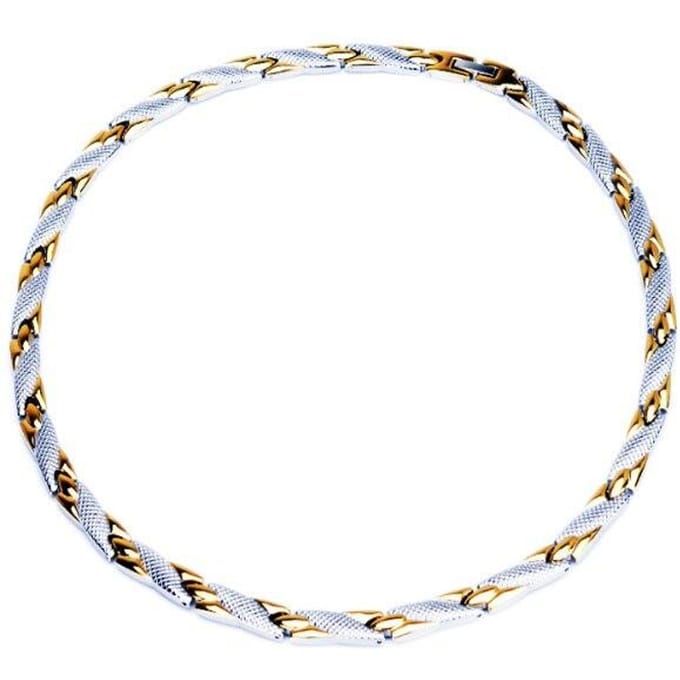 Germanium Element Sieraden Contrast Magneet Titanium Staal Lange ketting Herenketting white