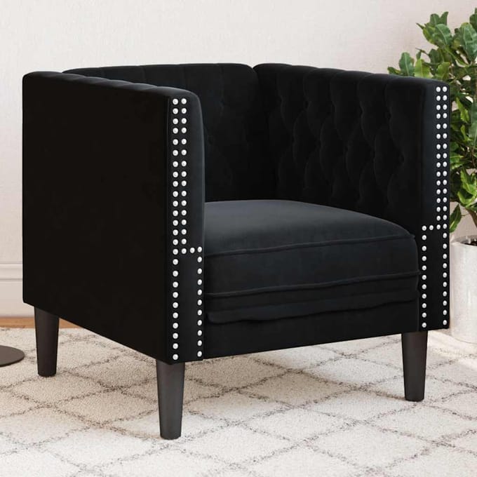 vidaXL - Fauteuil - Chesterfield-stijl - fluweel - zwart