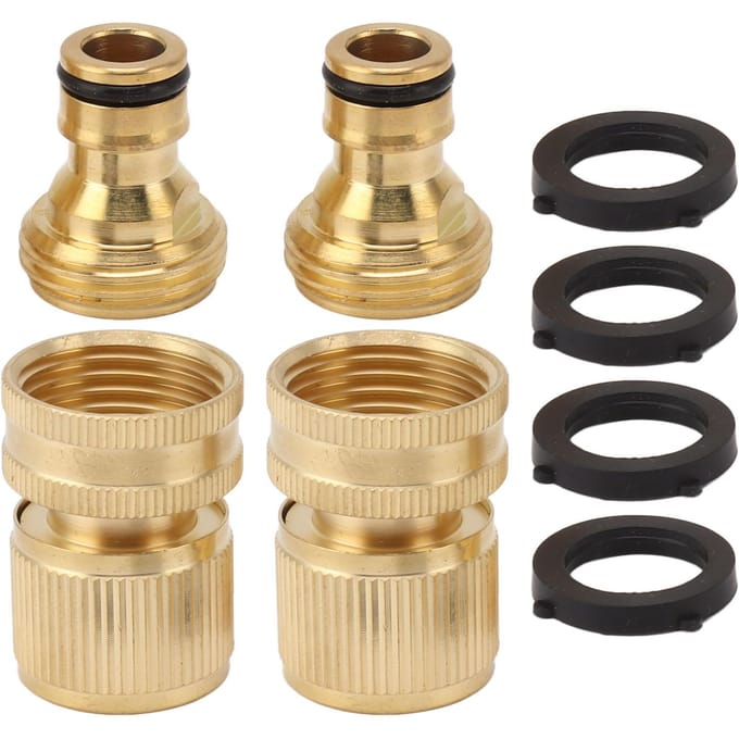 2 STUKS Waterslang Snelkoppeling Messing 3/4 Inch Mannelijk en Vrouwelijk Tuinslang Fitting Adapter voor beige