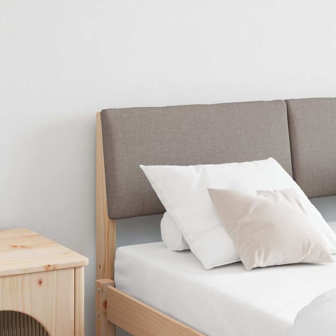 vidaXL - Gestoffeerd - hoofdbord - Taupe - 120 - cm - Massief - grenenhout