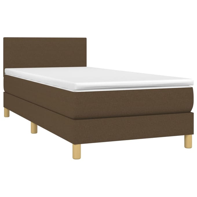 vidaXL - Boxspring - met - matras - en - LED - stof - donkerbruin - 80x200 - cm