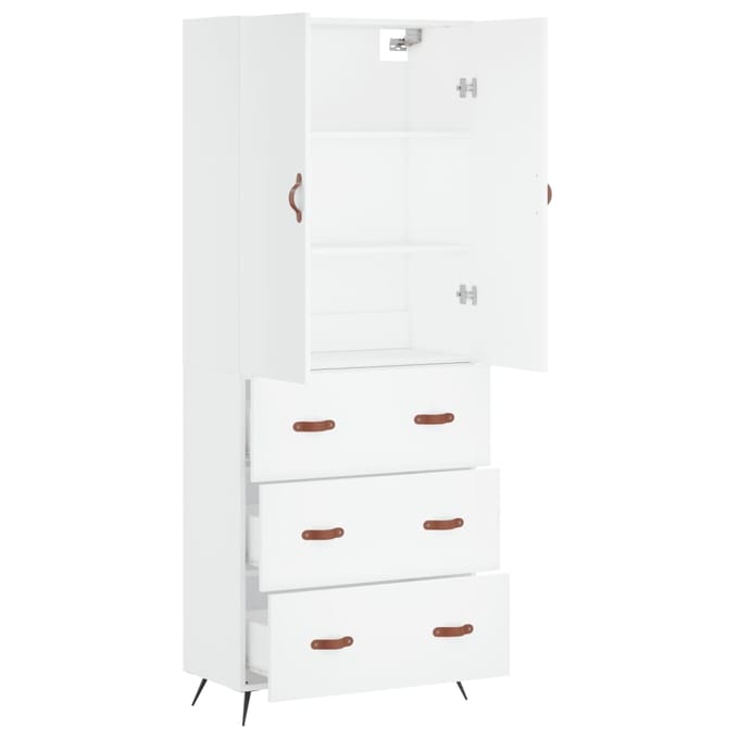 vidaXL - Hoge - kast - 69,5x34x180 - cm - bewerkt - hout - wit