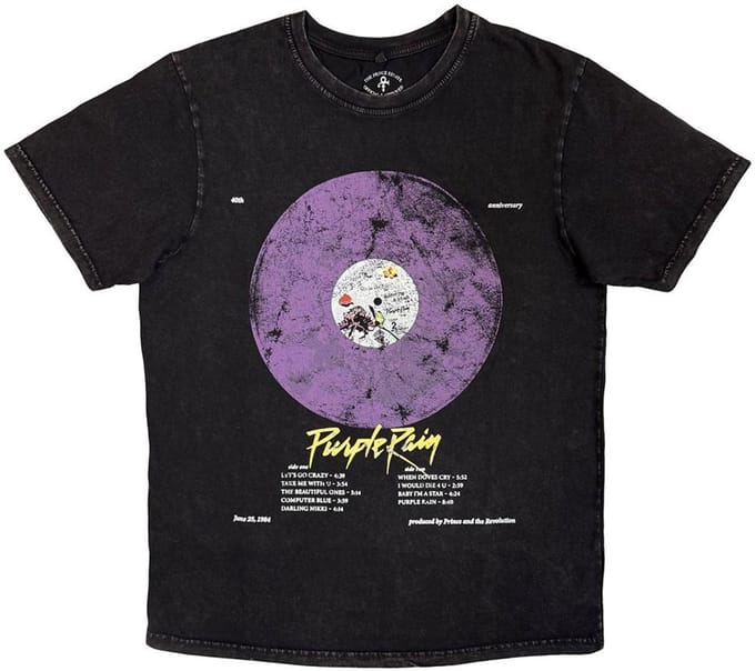 Prince - Purple Rain Disc Heren T-shirt - XL - Zwart