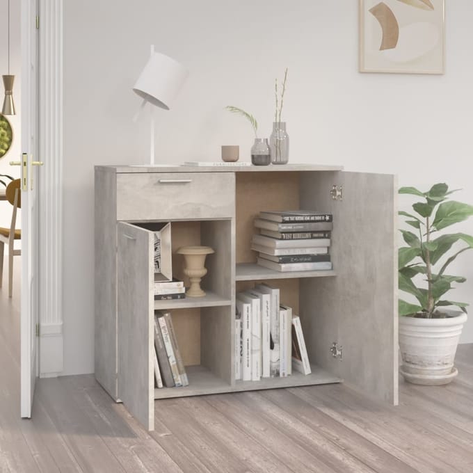 vidaXL - Dressoir - 80x36x75 - cm - bewerkt - hout - betongrijs