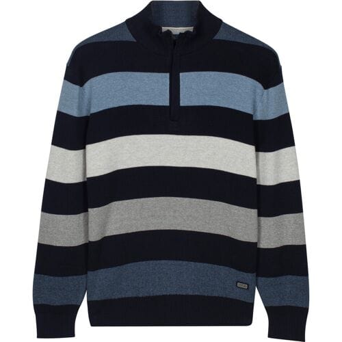 Baileys Trui Half Zip Knit Two-Tone Multi Stripe Riviera Blue / male