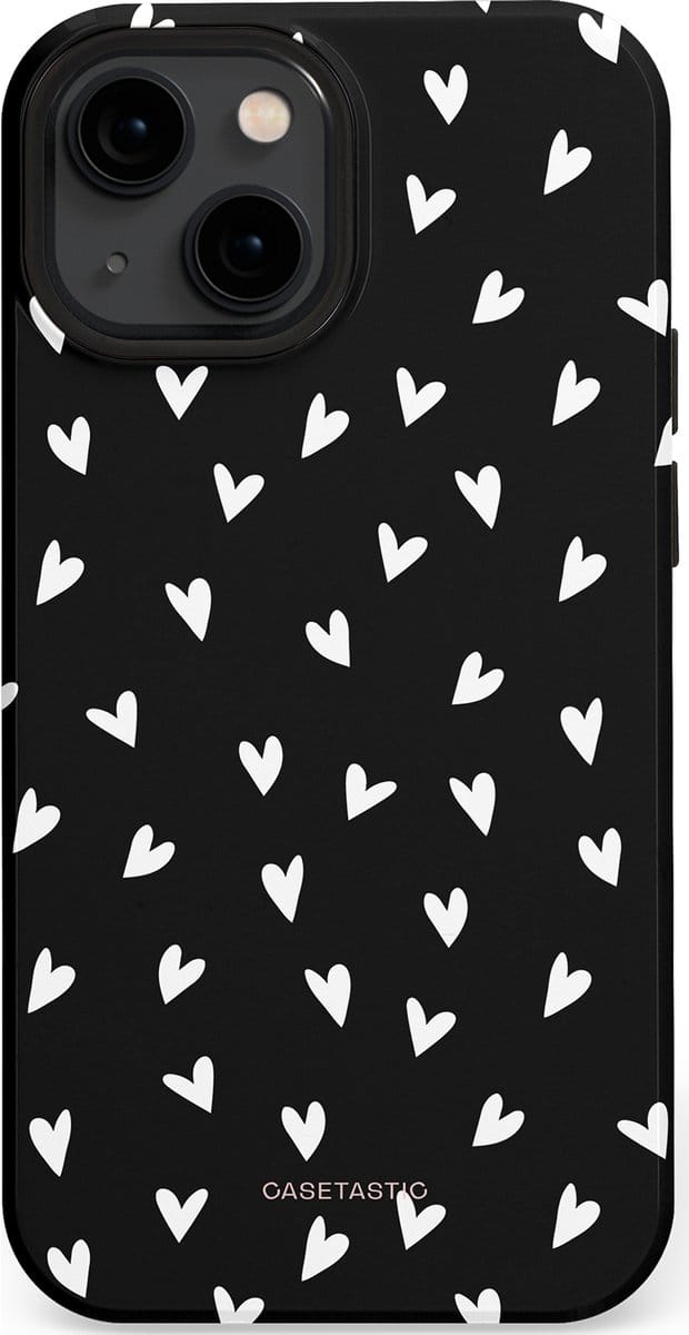 Casetastic hoesje geschikt voor Apple iPhone 13 mini - MagSafe - Dubbellaagse bescherming - Stippen Hart - Fashion Case - Zwart Grijs
