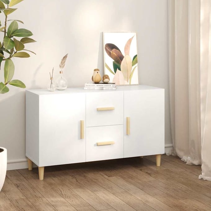 vidaXL - Dressoir - 100x36x60 - cm - bewerkt - hout - wit