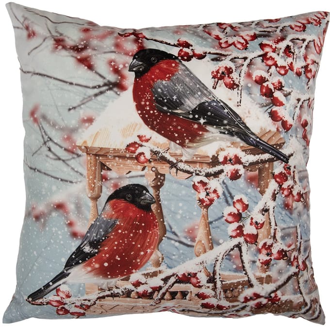 Clayre & Eef Kussenhoes 45x45 cm Blauw Polyester Vogels