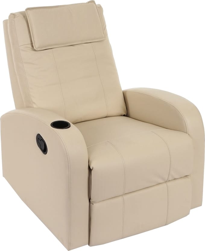 TV fauteuil Durham, TV fauteuil relax, kunstleer ~ crème