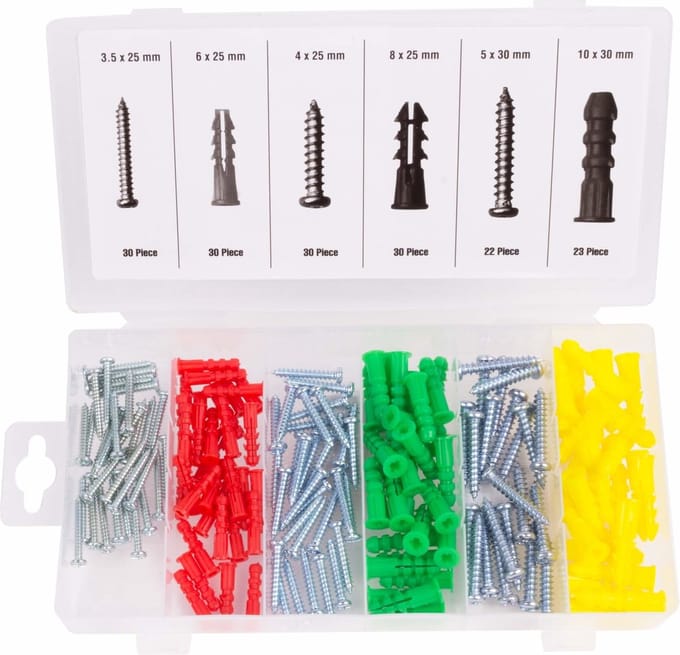 Benson Complete schroeven- en plugset - 165-delig - verzinkt - diverse maten - assortimentsdoos