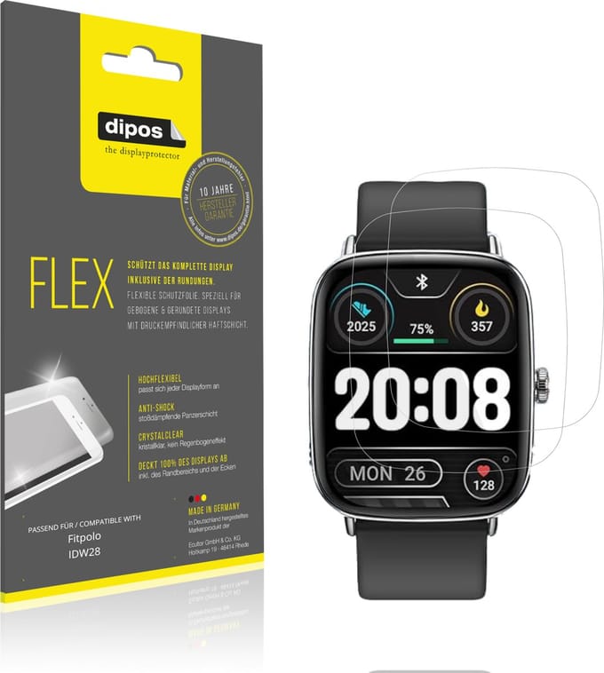 dipos – 2x Beschermfolie geschikt voor Fitpolo IDW28 | 3D Full Cover Screenprotector | 100% Passend