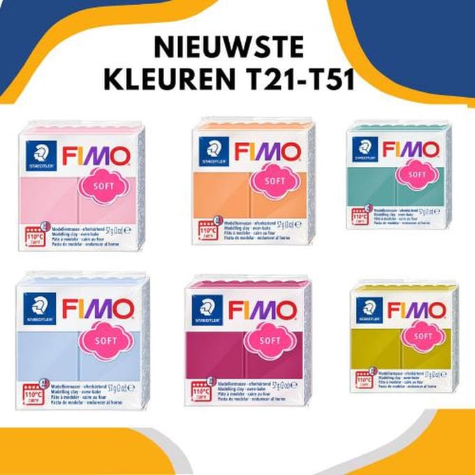 Fimo klei soft set t21-t61 - 6stuks