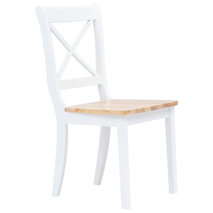 vidaXL - 5-delige - Eethoek - massief - rubberwood - wit - en - bruin