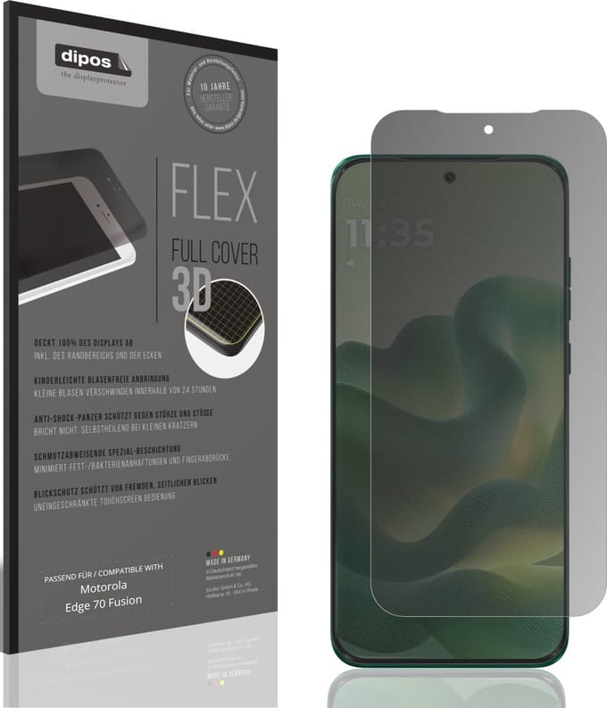 dipos FLEX – Matte Privacy Screenprotector geschikt voor Motorola Edge 70 Fusion | Volledige Schermbescherming | Case-Friendly