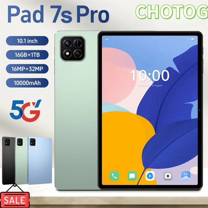 CHOTOG New Pad 7s Pro Tablet Android 15 Tablet 10000mAh Tablets Origineel 10.1 HD Tab PC Globale Versie 22GB+2TB 5G Dual Card Tab