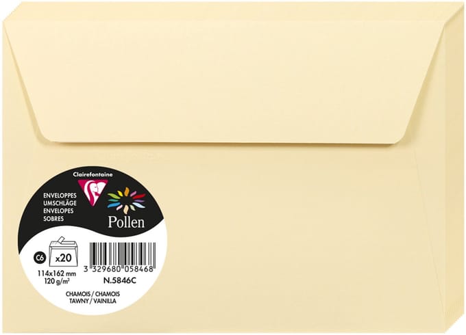 Pollen by Clairefontaine envelop 114 x 162 mm, clementine, 120 g/m